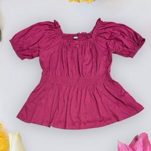 Prairie Boho Peplum Smocked Back Blouse Large Tall NWT Boysenberry Old Navy